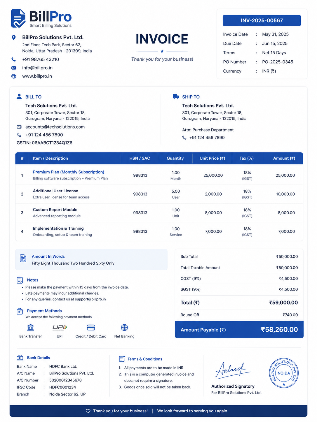 Billing System Invoice