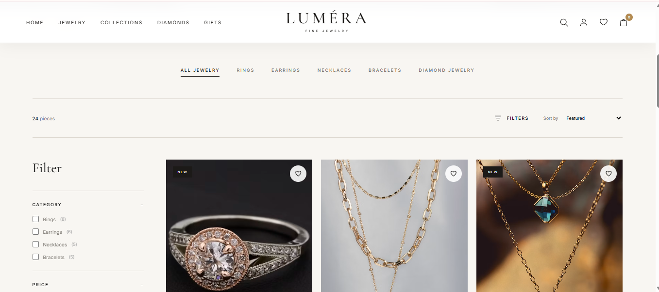 Jewelry Shop Page
